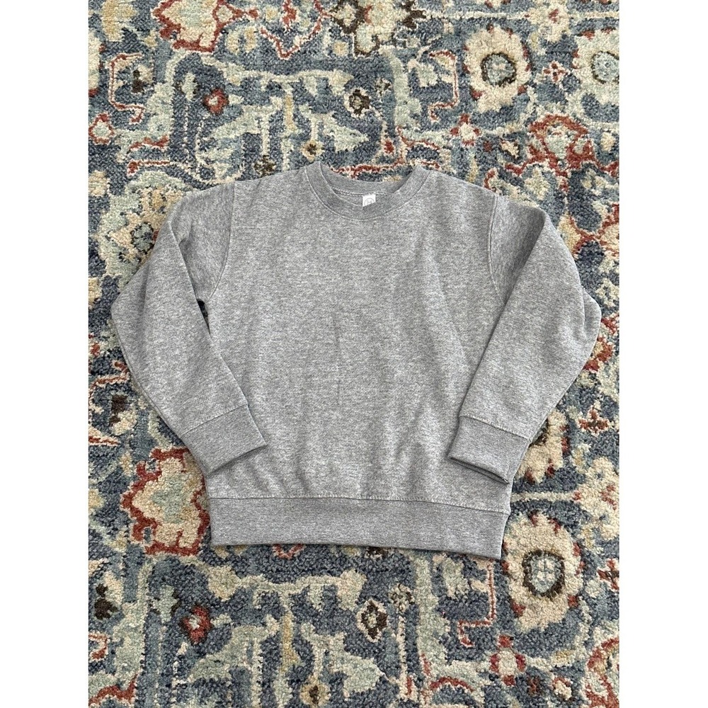 Rabbit Skins Sweatshirt Boys Girls 5/6 Grey Blank Fleece Crewneck EUC